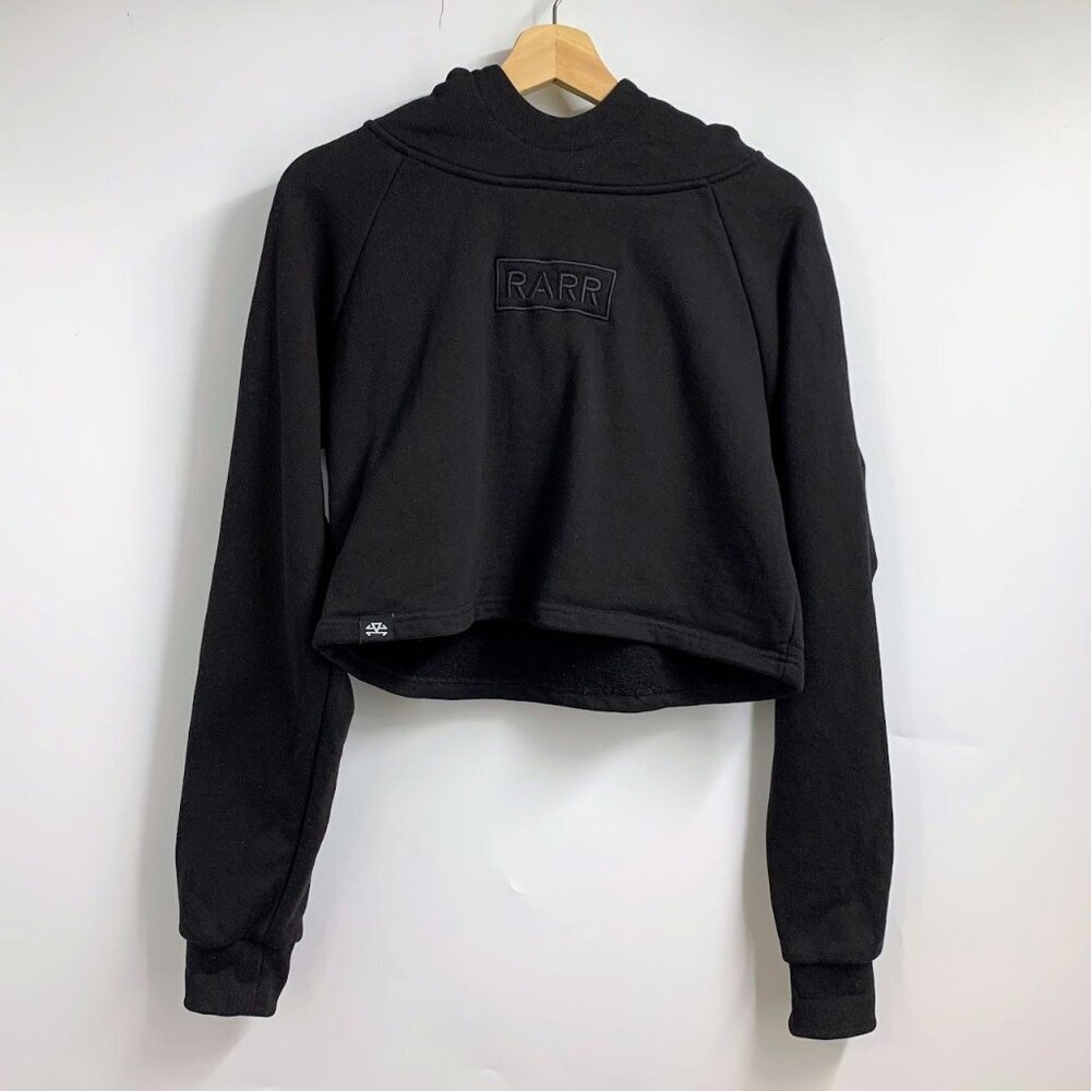 Women's Black Cropped Hoodie Sweatshirt